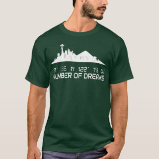 Seattle Skyline Silhouette GPS Coordinates City T-Shirt