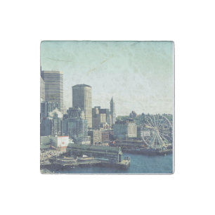 Seattle Skyline Stone Magnet