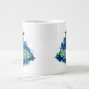 Seattle Skyline Stroke Giant Coffee Mug