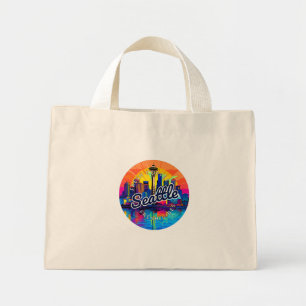 Seattle Skyline Stroke Mini Tote Bag
