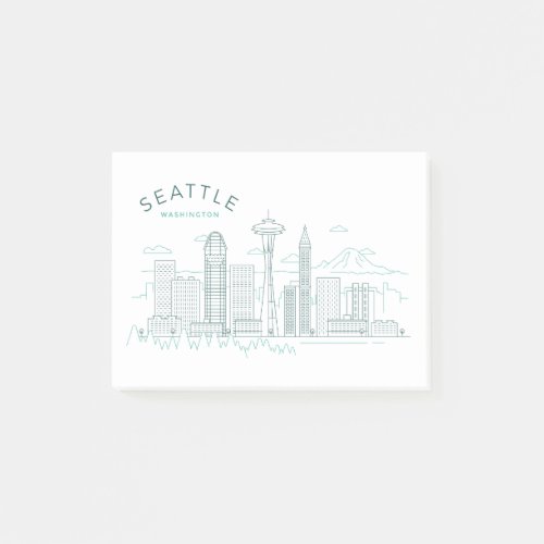 Seattle Skyline Stroke Post_it Notes