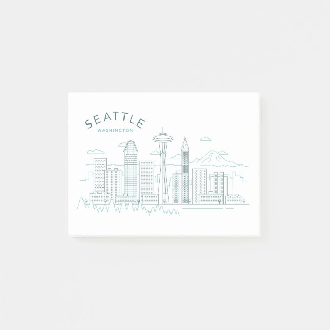 Seattle Skyline Stroke Post-it Notes (Front)
