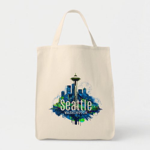 Seattle Skyline Stroke Tote Bag