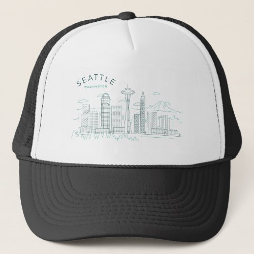 Seattle Skyline Stroke Trucker Hat