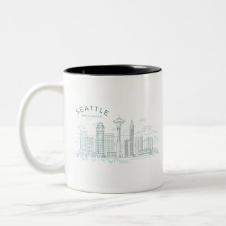Seattle Skyline Stroke Two-Tone Coffee Mug