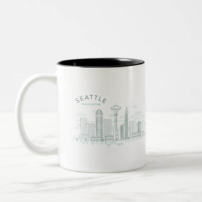 Seattle Skyline Stroke Two-Tone Coffee Mug (Left)