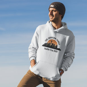 Seattle Skyline Sunset Custom Family Vacation Hoodie