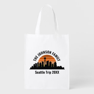 Seattle Skyline Sunset Custom Keepsake Grocery Bag