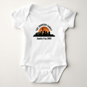 Seattle Skyline Sunset Custom Vacation Baby Bodysuit