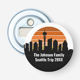Seattle Skyline Sunset Trip Keepsake Personalized Bottle Opener
