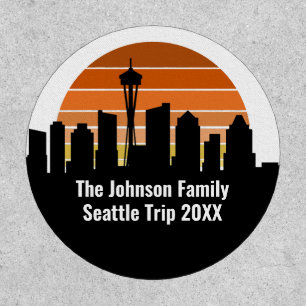 Seattle Skyline Sunset Trip Personalized Patch