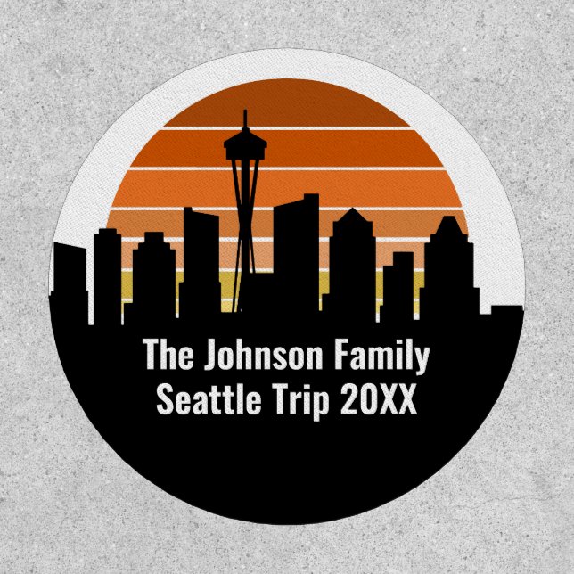 Seattle Skyline Sunset Trip Personalized Patch (Front)