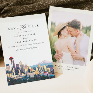 Seattle Skyline Travel Destination Save the Date Invitation