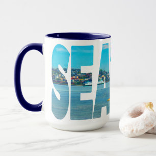 Seattle Skyline Typography Modern Photo Coffee Mug
