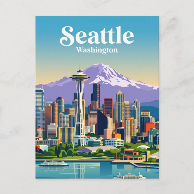 Seattle Skyline USA Postcard (Front)