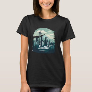 Seattle Skyline Vintage Seattle Washington Citysca T-Shirt