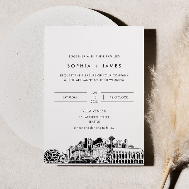 Seattle Skyline Wedding Invitation with Photo (Creator Uploaded)