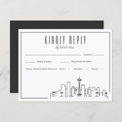 Seattle Skyline  Wedding RSVP with Meal Choice