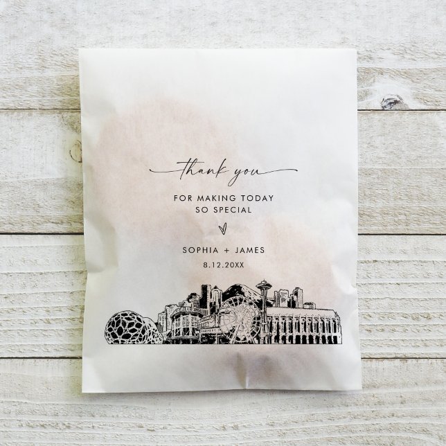 Seattle Skyline Wedding Thank You Favor Bags (Creator Uploaded)