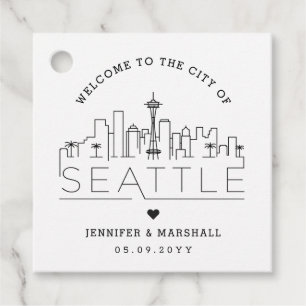 Seattle Skyline   Wedding Welcome Favor Tags