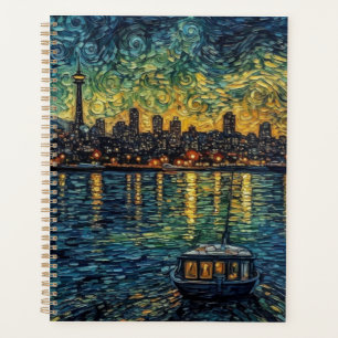 Seattle Starry Night   Impressionist Skyline  Planner