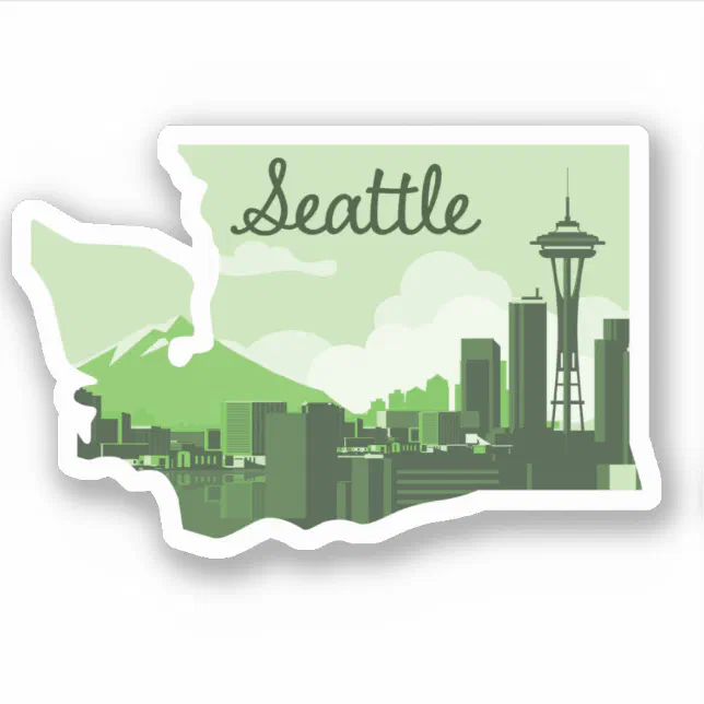 Seattle Sticker Green | Zazzle