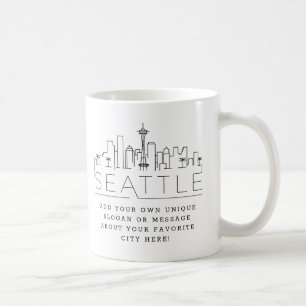 Seattle Stylized Skyline Custom Slogan Coffee Mug