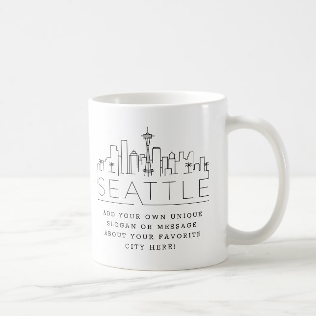 Seattle Stylized Skyline | Custom Slogan Coffee Mug (Right)