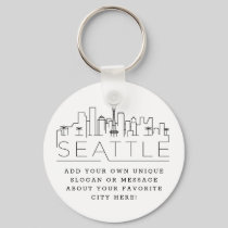 Seattle Stylized Skyline | Custom Slogan Keychain