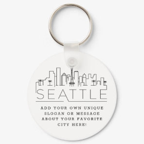 Seattle Stylized Skyline | Custom Slogan Keychain