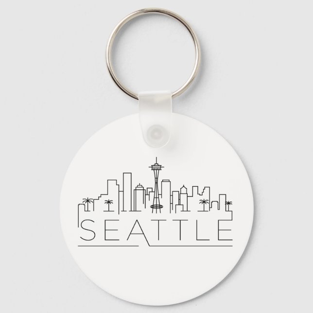 Seattle Stylized Skyline Keychain (Front)