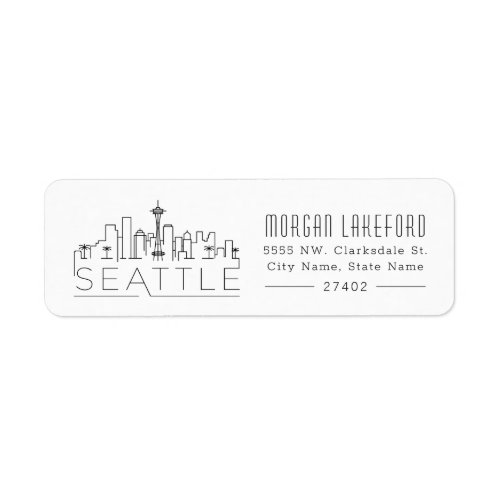Seattle Stylized Skyline  Label
