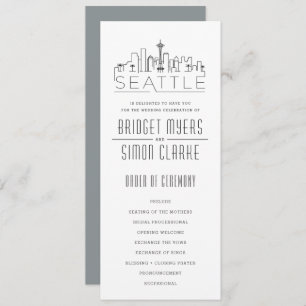 Seattle Stylized Skyline   Wedding Program
