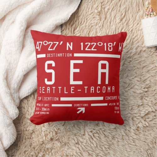 Seattle_Tacoma International Airport Code SEA Throw Pillow