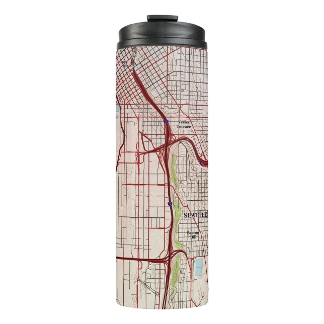 Seattle Topographic City Map Thermal Tumbler (Front)