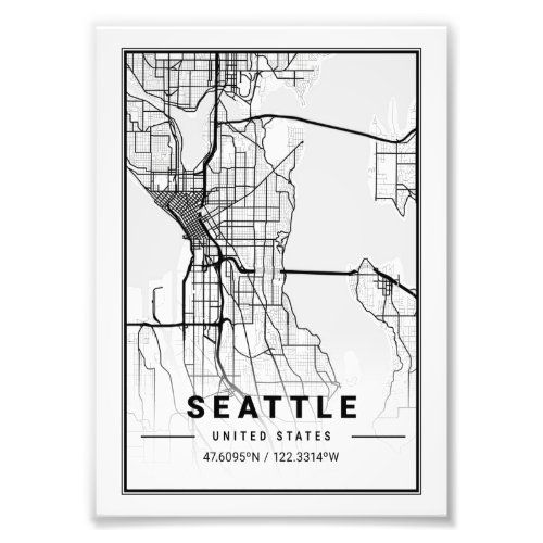 Seattle _ United States Ligth City Map Photo Print