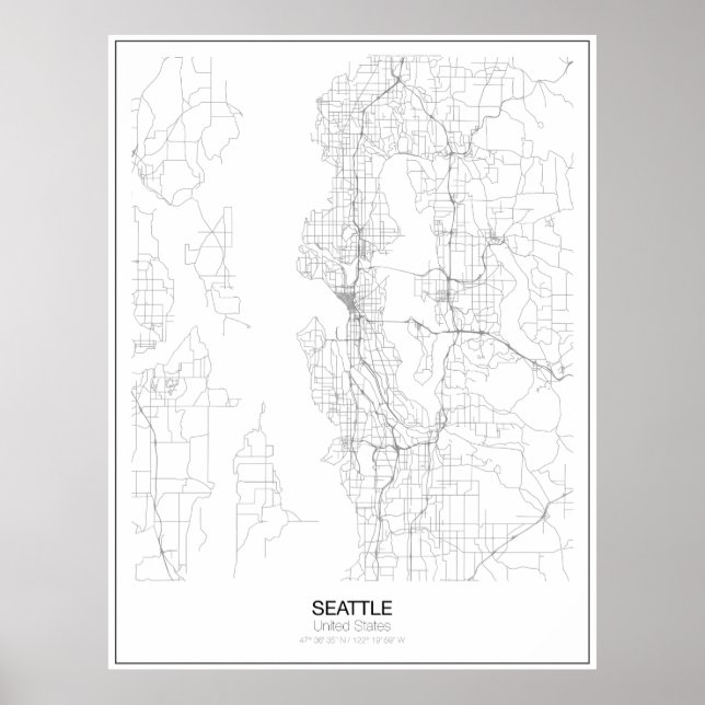 Seattle, United States Minimalist Map Poster (Front)