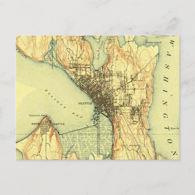 Seattle Vintage Map Travel Postcard (Front)
