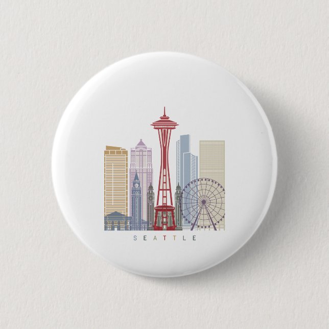 Seattle Vintage Poster Button (Front)