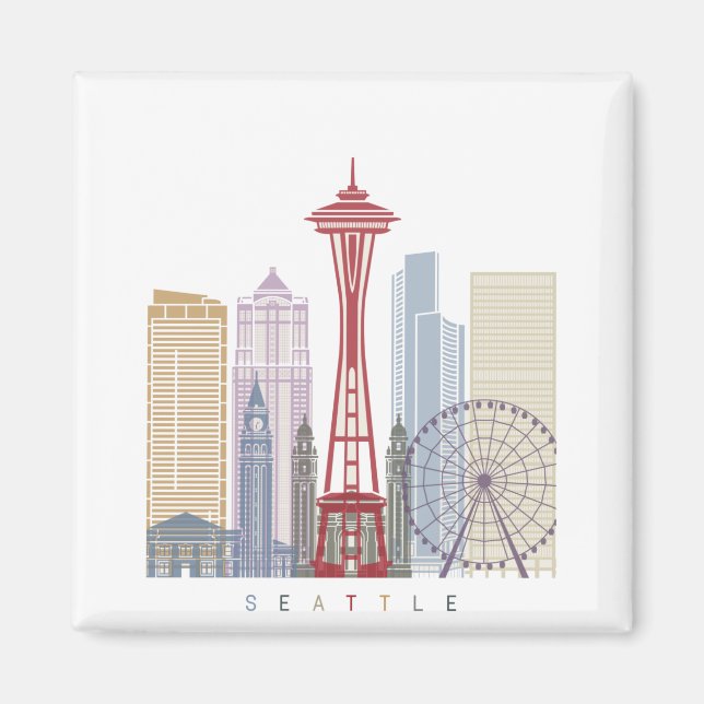 Seattle Vintage Poster Magnet (Front)