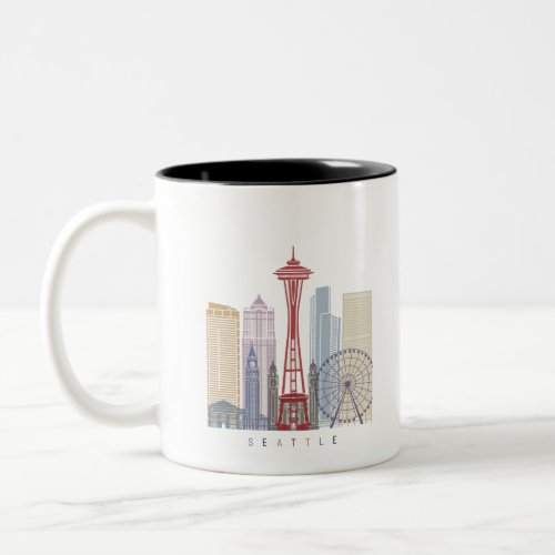 Seattle Vintage Poster Two_Tone Coffee Mug