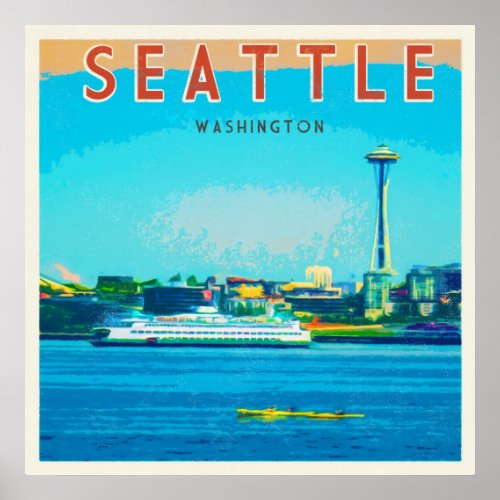 Seattle Vintage Travel Retro Photographic Poster