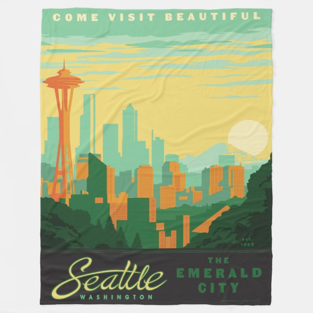 Seattle, WA Fleece Blanket (Front)