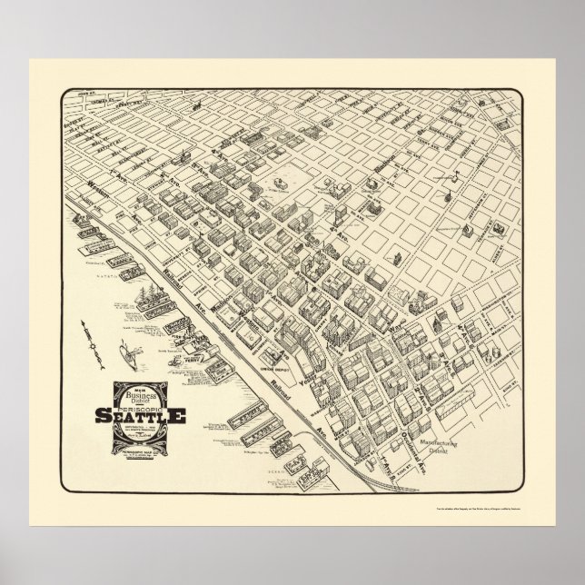 Seattle, WA Panoramic Map - 1903 Poster (Front)