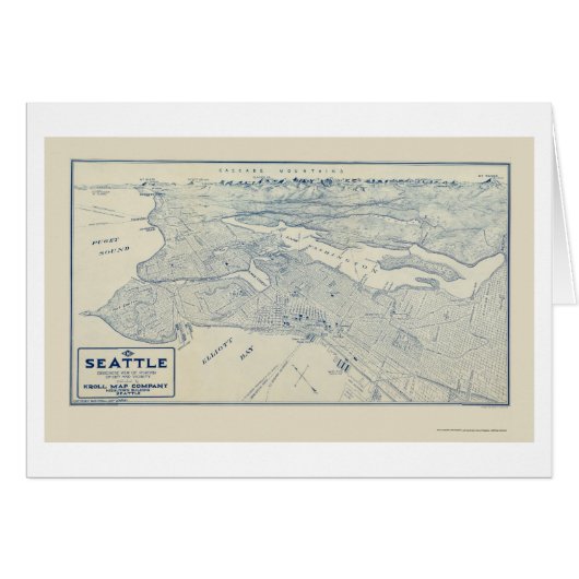 Seattle, WA Panoramic Map - 1925 Cards (Front Horizontal)