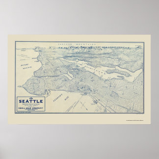 Seattle, WA Panoramic Map - 1925 Poster