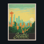Seattle, WA Postcard<br><div class="desc">Anderson Design Group is an award-winning illustration and design firm in Nashville, Tennessee. Founder Joel Anderson directs a team of talented artists to create original poster art that looks like classic vintage advertising prints from the 1920s to the 1960s.</div>
