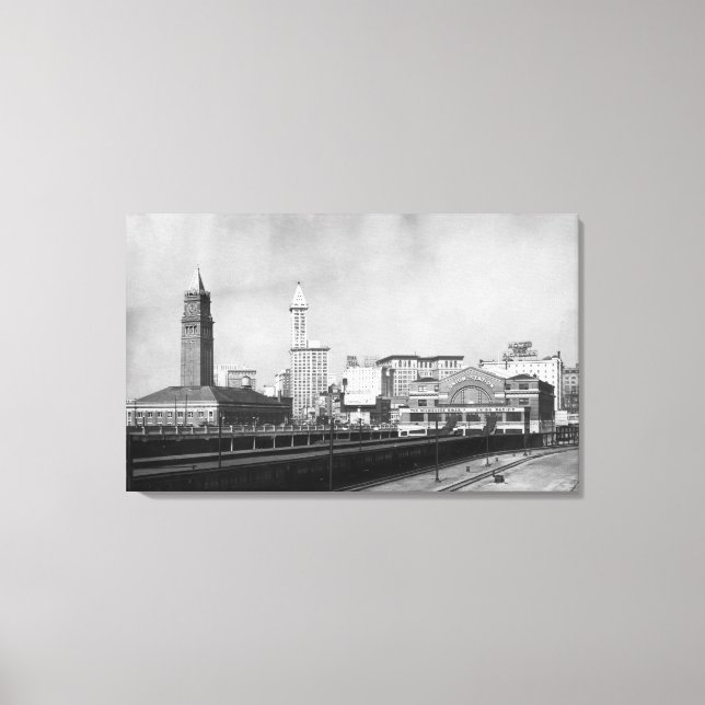 Seattle, WA - Seattle Railway Center and Smith Canvas Print (Front)