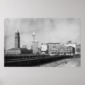 Seattle, WA - Seattle Railway Center and Smith Poster