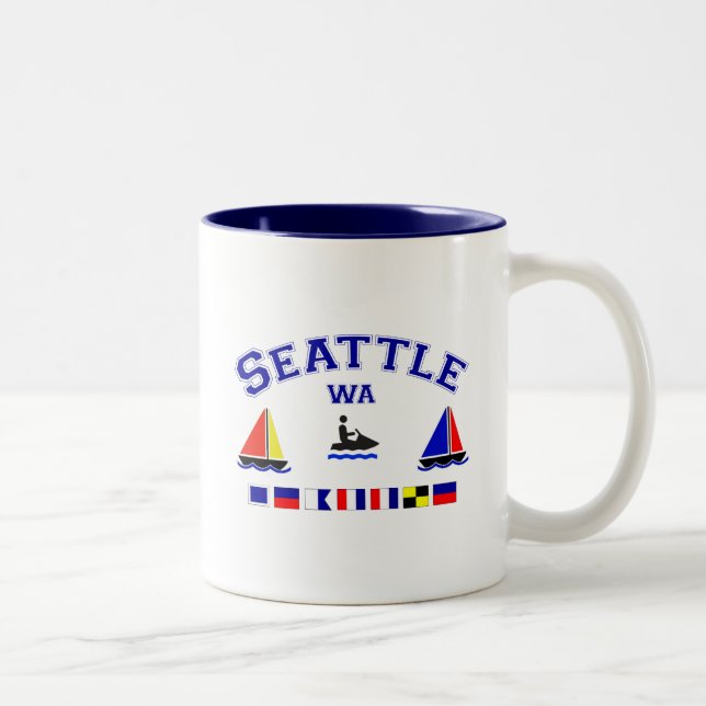 Seattle WA Signal Flags Two-Tone Coffee Mug (Right)